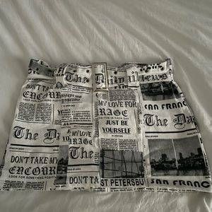 Newspaper print mini skirt